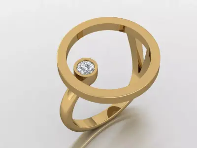 Women ring with 1 diamond 3D print model