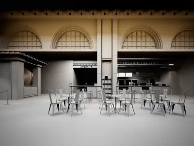 Cinema theatre lobby entrance industrial style commercial space 3D model