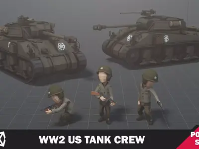 WW2 US Tank Crew Low-poly 3D model