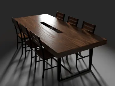 Industrial-style Conference Furniture Set 3D model
