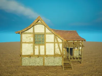 Medieval old House8-interior and exterior design Low-poly 3D model
