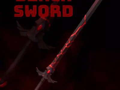Handpainted Fantasy Black Sword Low-poly 3D model