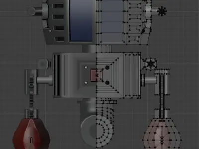 Rigged and Animated Mech Low-poly 3D model