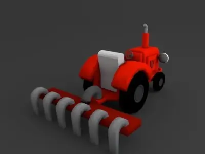 Tractor toy Low-poly 3D model