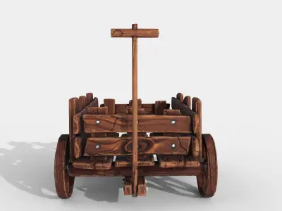 Stylized Hand-Cart Low-poly 3D model
