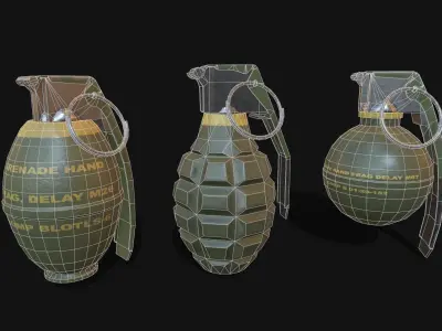 Grenades pack 10 models Low-poly 3D model