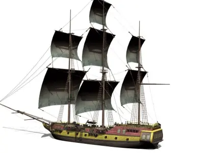 Warship brig Low-poly 3D model by sobul