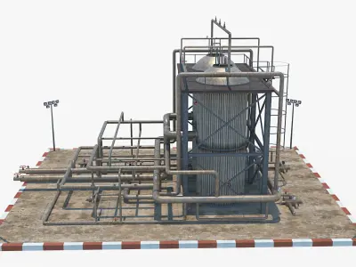 Oil Refinery 1 Low-poly 3D model