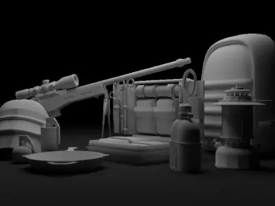PUBG set object  Low-poly 3D model