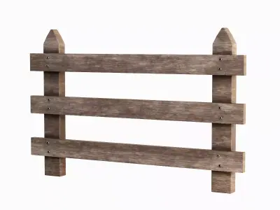 Rustic Wooden Fence 02 Low-poly 3D model