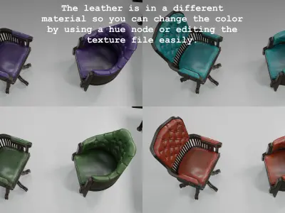 antique office furniture pack Low-poly 3D model