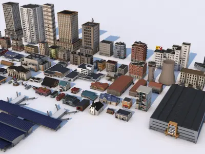 Low Poly City Mega Pack 2 Collection 3D model
