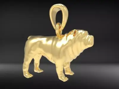 Bull Dog  Pendant Charm Necklace 3D print model