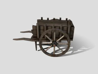 Medieval Market Cart Low-poly 3D model