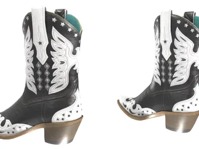 Eagle Star Cowboy White Boots 3D model