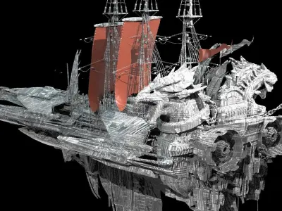 Silver Drake Airship Military vessel 4 designs  3D model