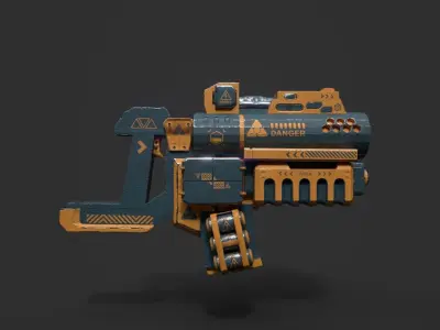FUTURISTIC SYFY MACHINE GUN Low-poly 3D model