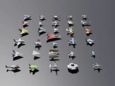 Pack of 31 lowpoly aircrafts Low-poly 3D model