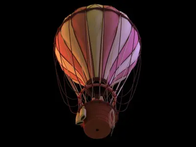 Hot Air Balloon Low-poly 3D model get
