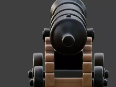 Stylized Pirate Cannon 3D Model Low-poly 3D model