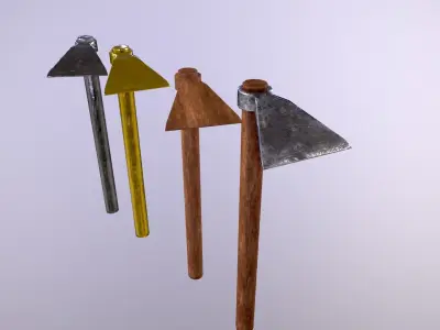 Hoe Lowpoly axe Low-poly 3D model