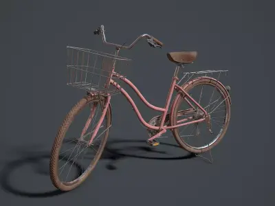 Classic Pink Bicycle Low-poly 3D model