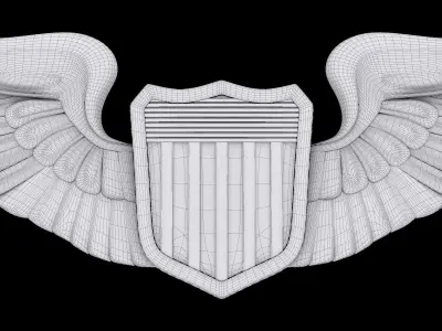 US Army Air Force Pilot Wings Badge 3D model