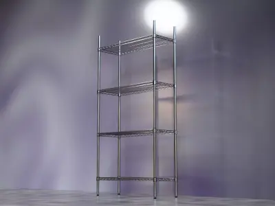 Wire Shelves - 36 inches X 14 inches X 72 inches in chrome Low-poly 3D model
