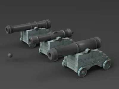 Naval Cannons Low-poly 3D model