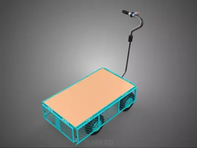 ELECTRIC FOLDING METAL GRID SIDE MESH TROLLEY CART WAGON GARDEN 3D model