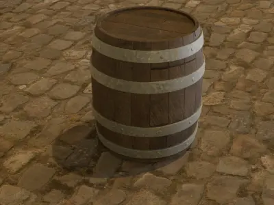 Wooden Barrel Realistic 3D Low-poly 3D model