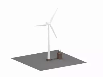Wind Turbine Animated 3D Model Low-poly 3D model