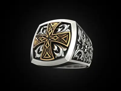 Cross ring with patterns 3D print model