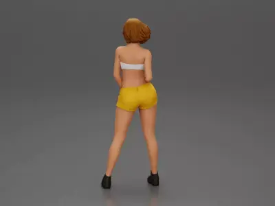 Stylish Woman Striking Confident Pose in Bright Summer Outfit 3D print model