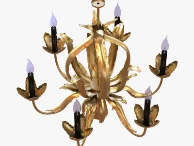 Mid-Century Brutalist Brass Chandelier 3D model