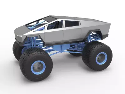 Tesla Cybertruck Monster truck Scale 1 to 25 3D print model