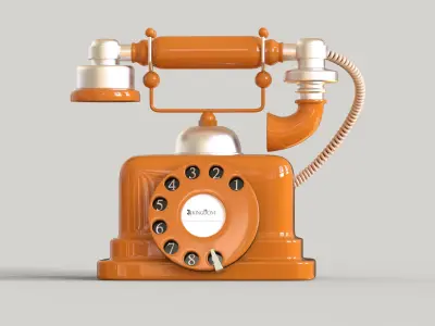 Retro Rotary Telephone Low-poly 3D model