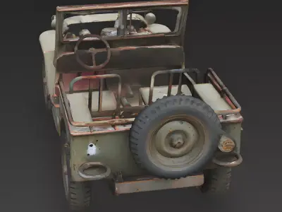 WWII American Willys Jeep Wreck 3D Model 3D Model Low-poly 3D model