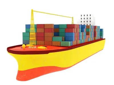 Container Ship  Low-poly 3D model