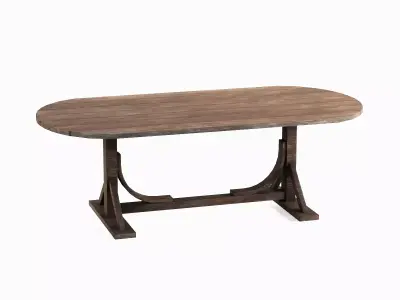 Medieval Wooden Tavern Table 03 Low-poly 3D model