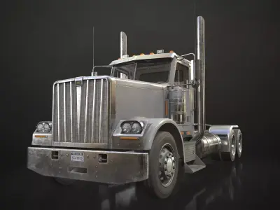 Semi Truck Day Cab Low-poly 3D model
