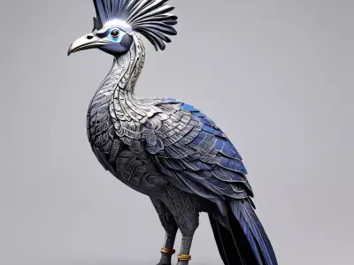 Stylized Robotic Crane Bird Model Low-poly 3D model