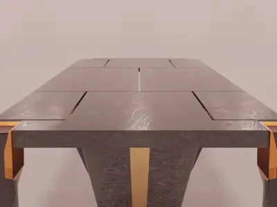 Elegant Wood table with gold accents Expensive 3D model