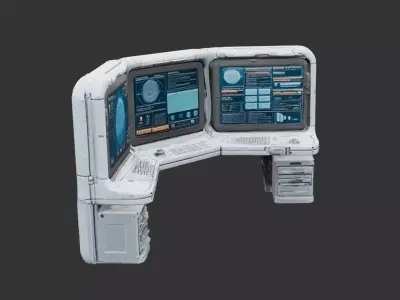 Sci Fi Research Console Low-poly 3D model