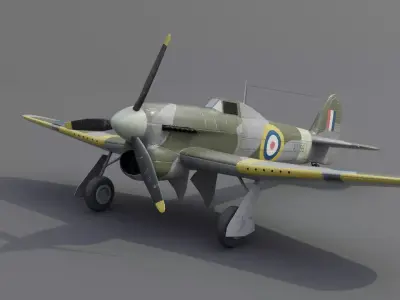 Hawker Typhoon Mk Ia  Fighter Aircraft Low-poly 3D model