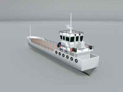 Offshore Commercial Work Boat Barge LOWEST Low-poly 3D model