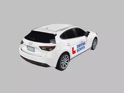 Low Poly Driving School Car Low-poly 3D model