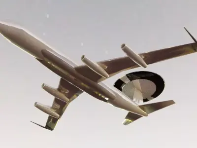 E-3 Style Early AWACS Concept Plane - Custom 1950s Jetliner Low-poly 3D model