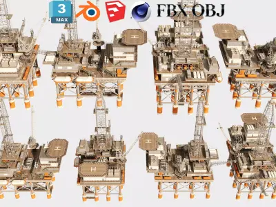 Oil Platform 3D model 2