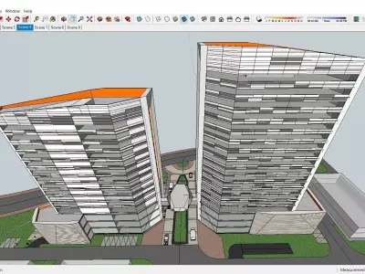 Sketchup Commercial Hotel Office Complex R2 3D model